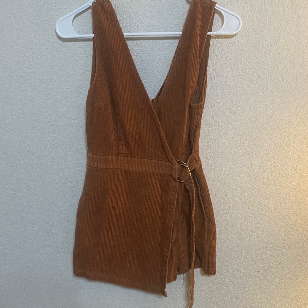 Lulu's Rust Brown Corduroy Wrap Romper